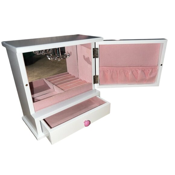 Open Front Wooden Jewelry Box Chest for Girls 8" x 8" Flowers & Butterflies with - Picture 6 of 16